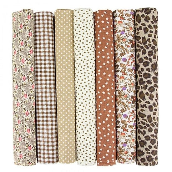 Pacchetto di tessuto 7 pezzi - Tessuto di cotone a patchwork - 50 x 50 cm - Fai da te - Quilting - Scrapbooking - Materiale respirabile - Tessuto a patchwork