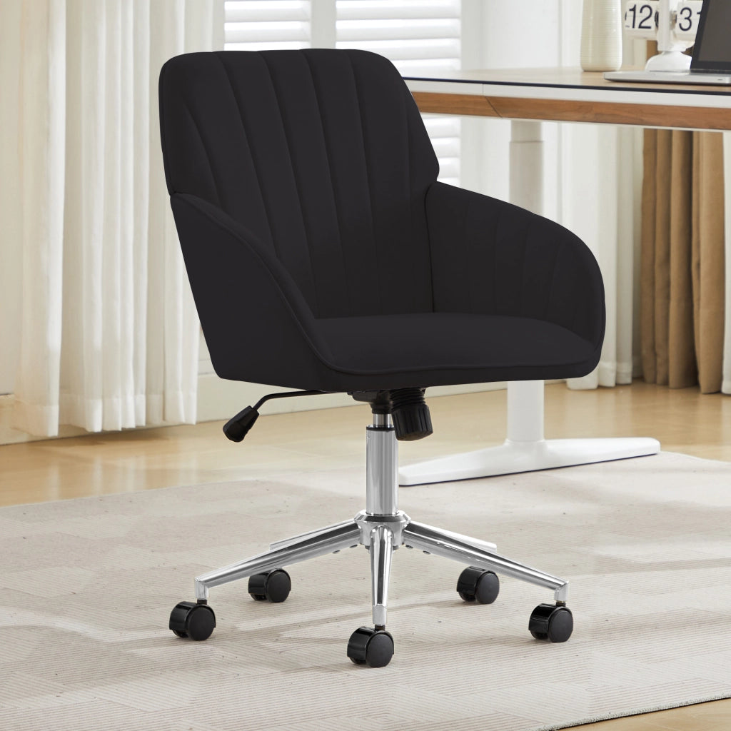 SEDIA DA UFFICIO Girevole Regolabile 57x29x52 cm Velluto Nero