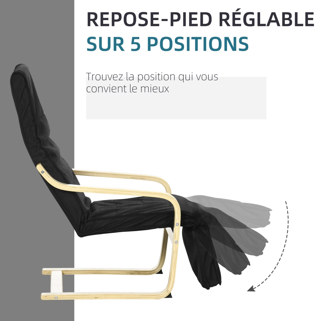 Poltrona Relax Massaggiante con Poggiapiedi Regolabile ¨C Zephmum ¨C Tessuto Grigio Scuro 94x66.5x100 cm