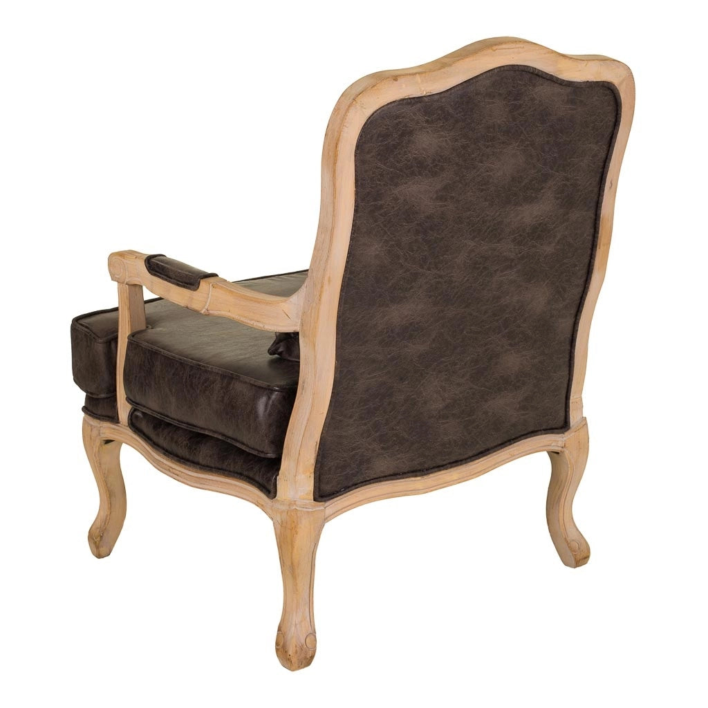 Poltrona in legno imbottita marrone 64x72x92h