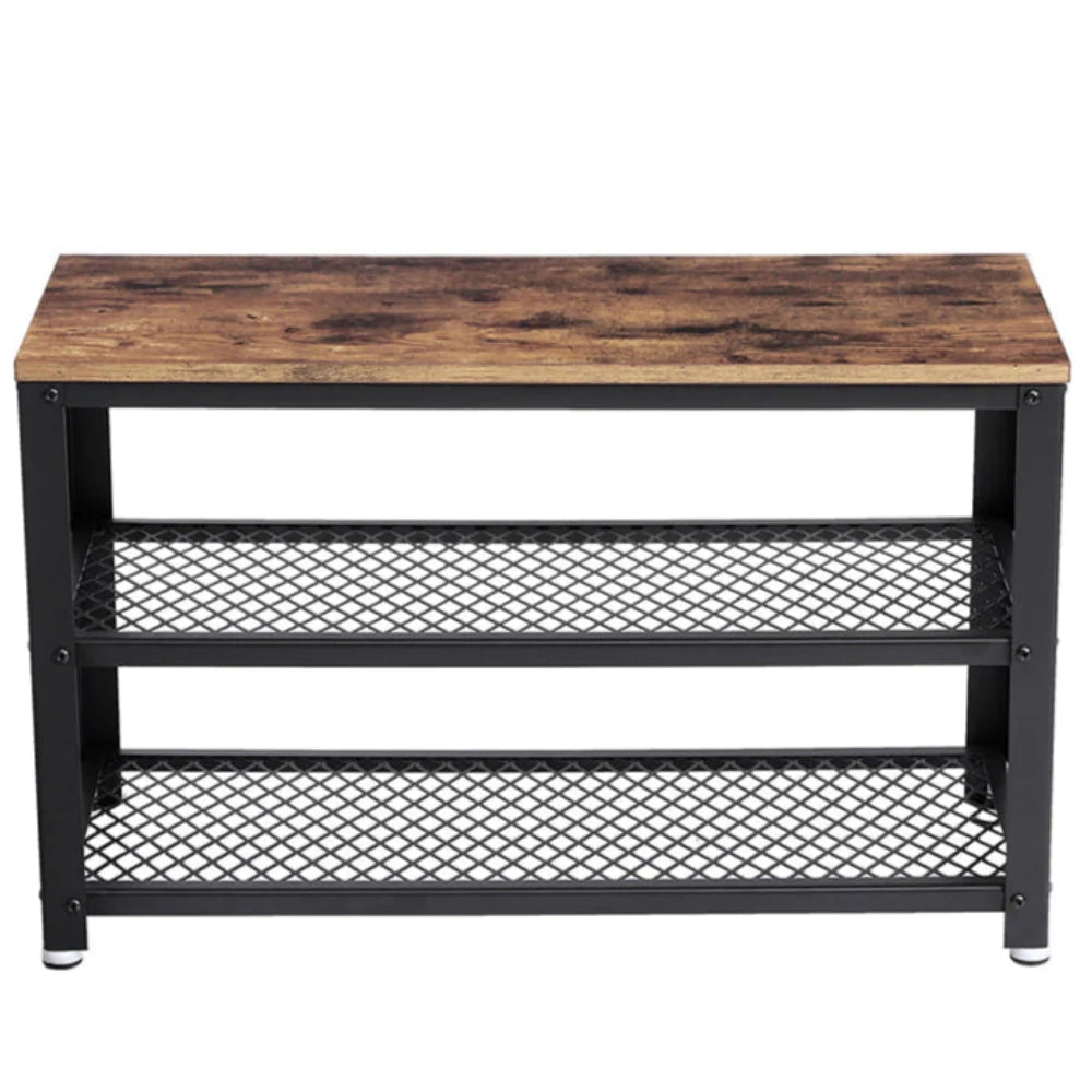 Panca portascarpe in stile industriale 73 x 30 x 45 cm marrone 12_0005845