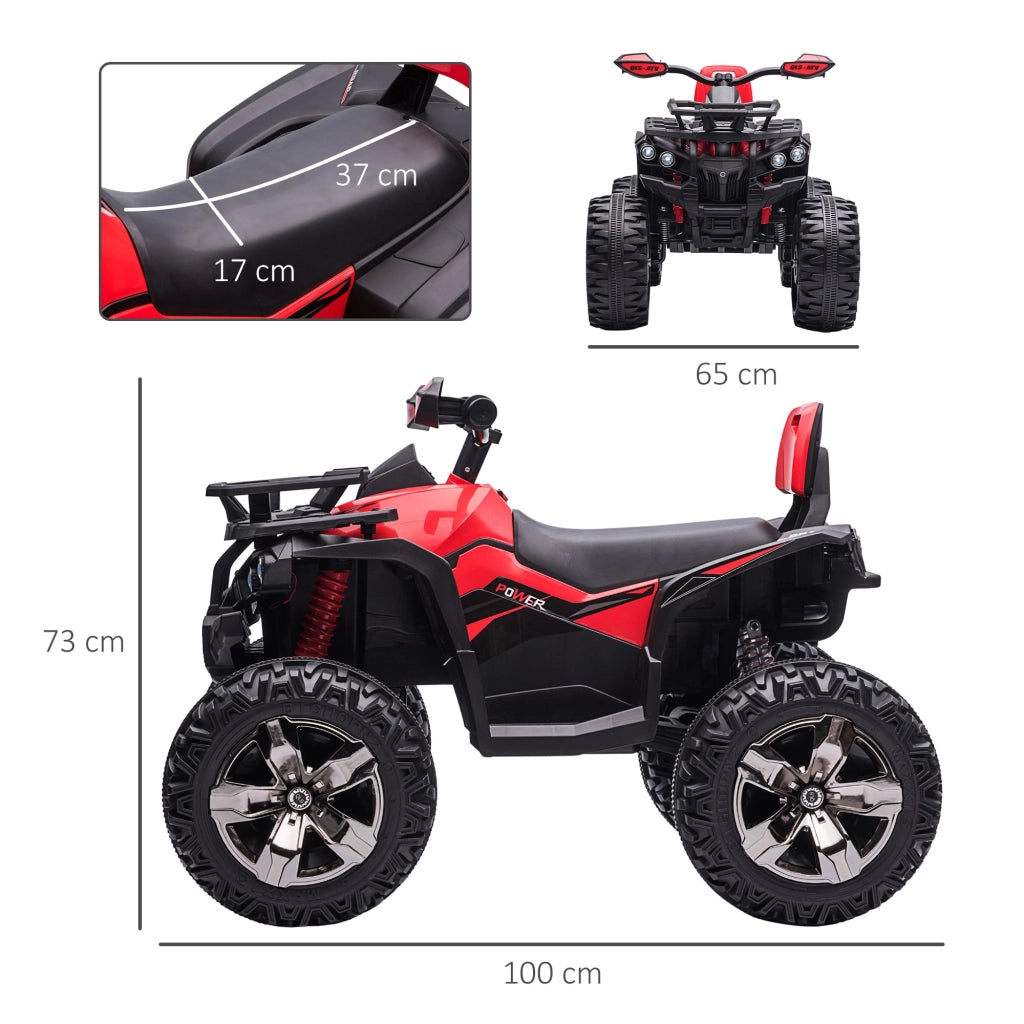 Quad per Bambini Elettrico 12V con Fari e Batteria Ricaricabile, Età 3-5 Anni, 100x65x73cm, Rosso