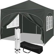Cabina Opportuna per Giardino - Materiale Plastico - 4 Pareti Flessibili - Impermeabile - Protezione UV - Regolabile in Altezza - Adatto per Giardino / Camping / Picnic - Grigio