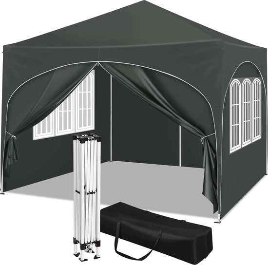 Cabina Opportuna per Giardino - Materiale Plastico - 4 Pareti Flessibili - Impermeabile - Protezione UV - Regolabile in Altezza - Adatto per Giardino / Camping / Picnic - Grigio