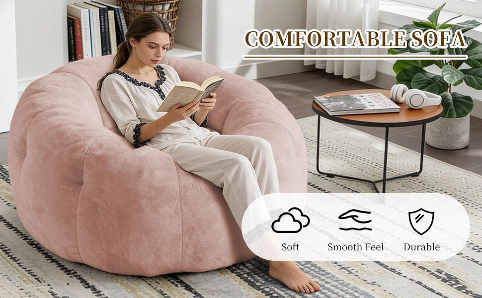 Poltrona pouf sacco in flanella con base stabile per relax quotidiano in soggiorno e camera da letto rosa