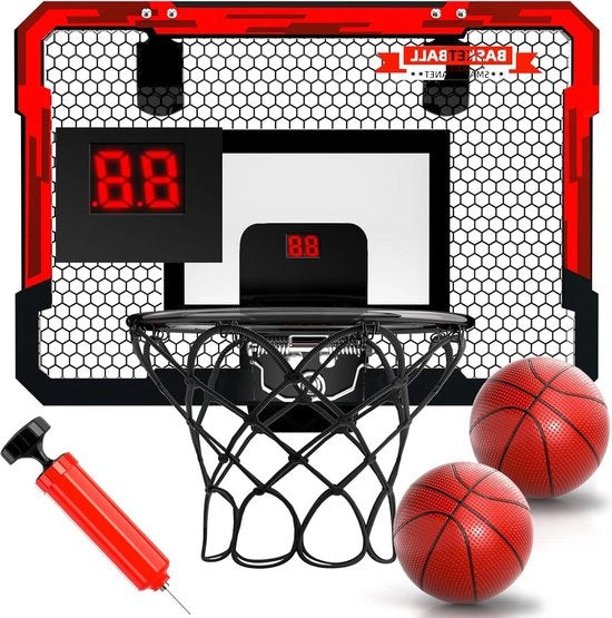 Hoop da Basket per Bambini Indoor - 16.5" X 12.5" - Inclusa 2 Palle e Accessori - Porta Mini Hoop da Basket - Giocattolo per Ragazzi Adolescenti