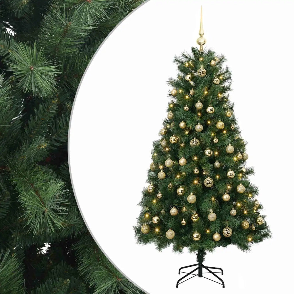 Albero di Natale artificiale con rami snodati e palline 150 cm 3465742