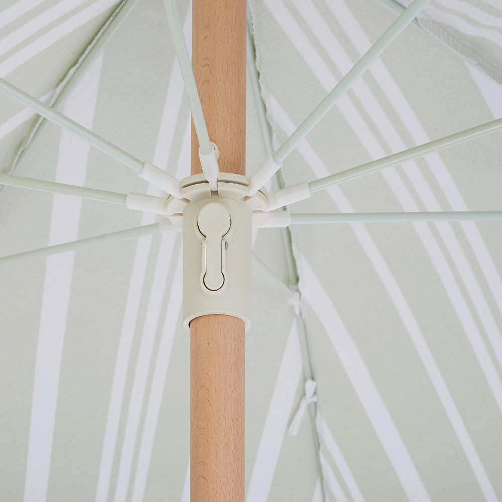 Ombrellone giardino tessuto bianco palo in legno faggio 150 cm Ombrellone esterno rotondo giardino retrò inclinabile resistente ai raggi UV