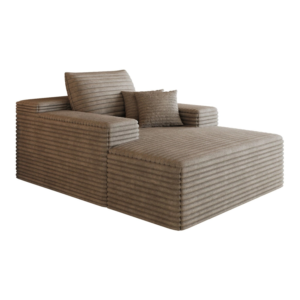 Poltrona a sdraio, divano in velluto a coste, 115 x 159 x 83 cm, struttura senza telaio, non richiede montaggio, cammello