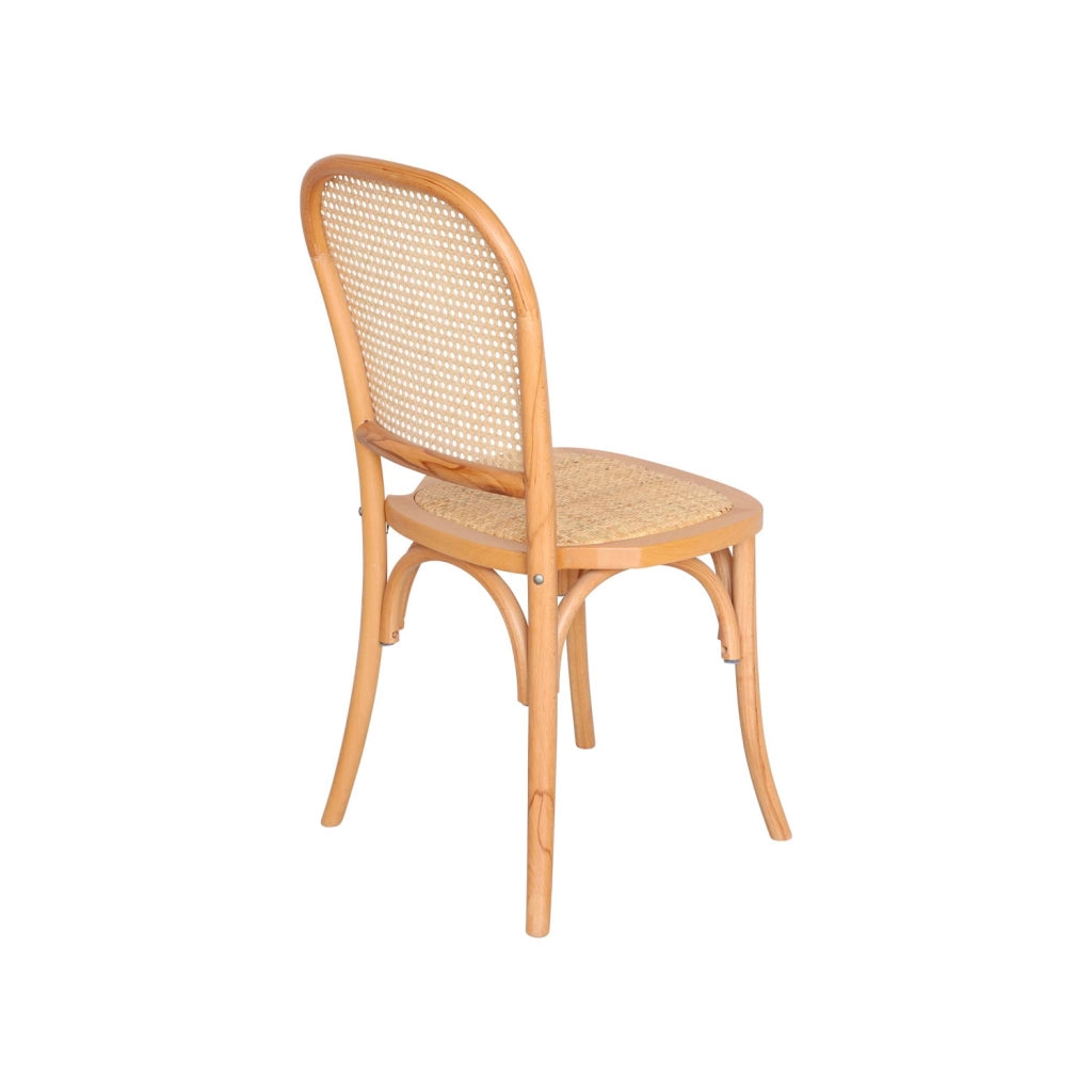 Set di 4 sedie in legno e rattan vintage , marrone naturale
