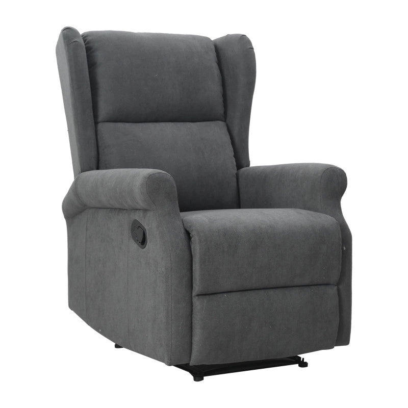 Poltrona Relax Maribel In Poliestere Grigio Scuro Reclinabile Manualmente