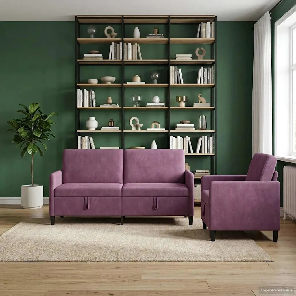 Set di Divani con Storage 2 pz Viola Poliestere 3429231