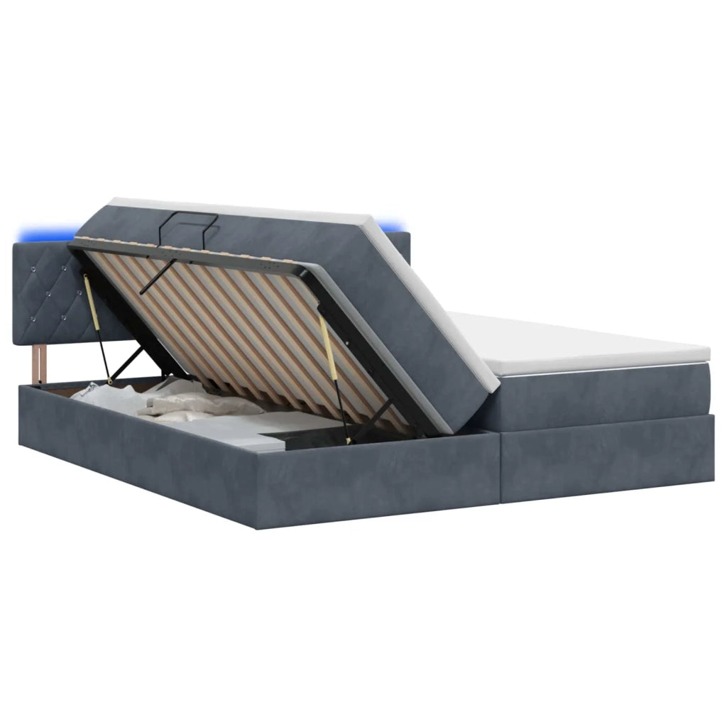 Letto con contenitore LED e materasso Grigio Scuro 180 x 200 cm 3459373