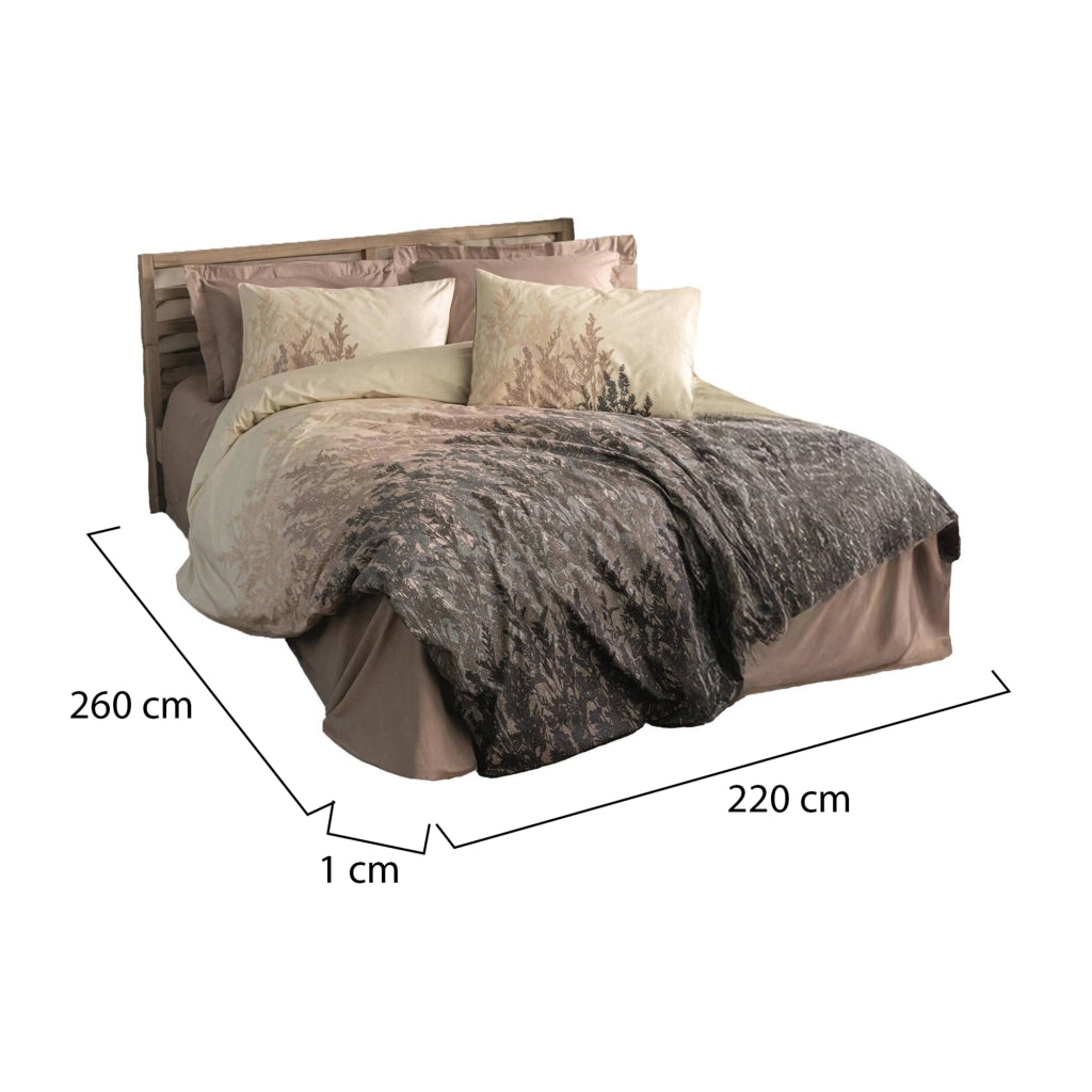 Cortland, Copripiumino Matrimoniale Federa Inclusa, 220x260 cm Beige