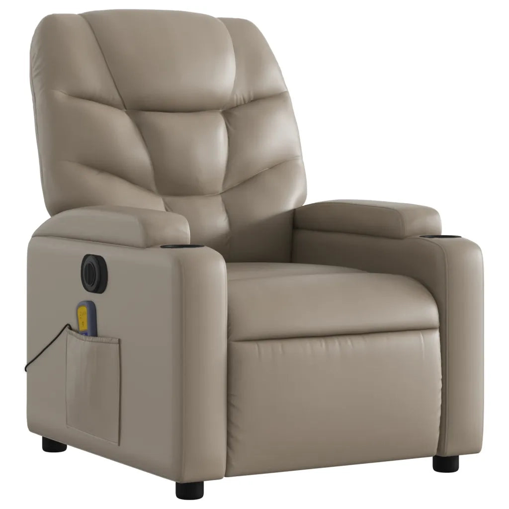 Poltrona Reclinabile Massaggio Elettrica Cappuccino Similpelle 3204657