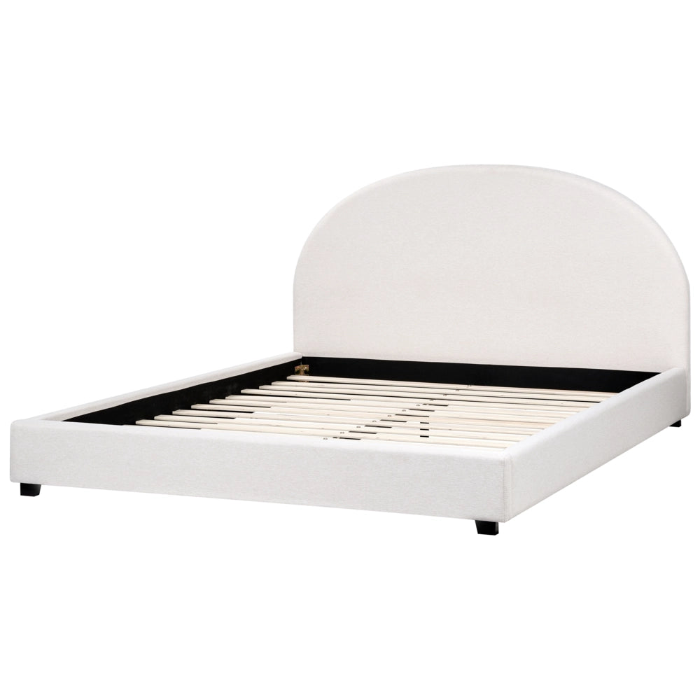 Letto matrimoniale in tessuto bianco sporco 180 x 200 stile retrò minimalista