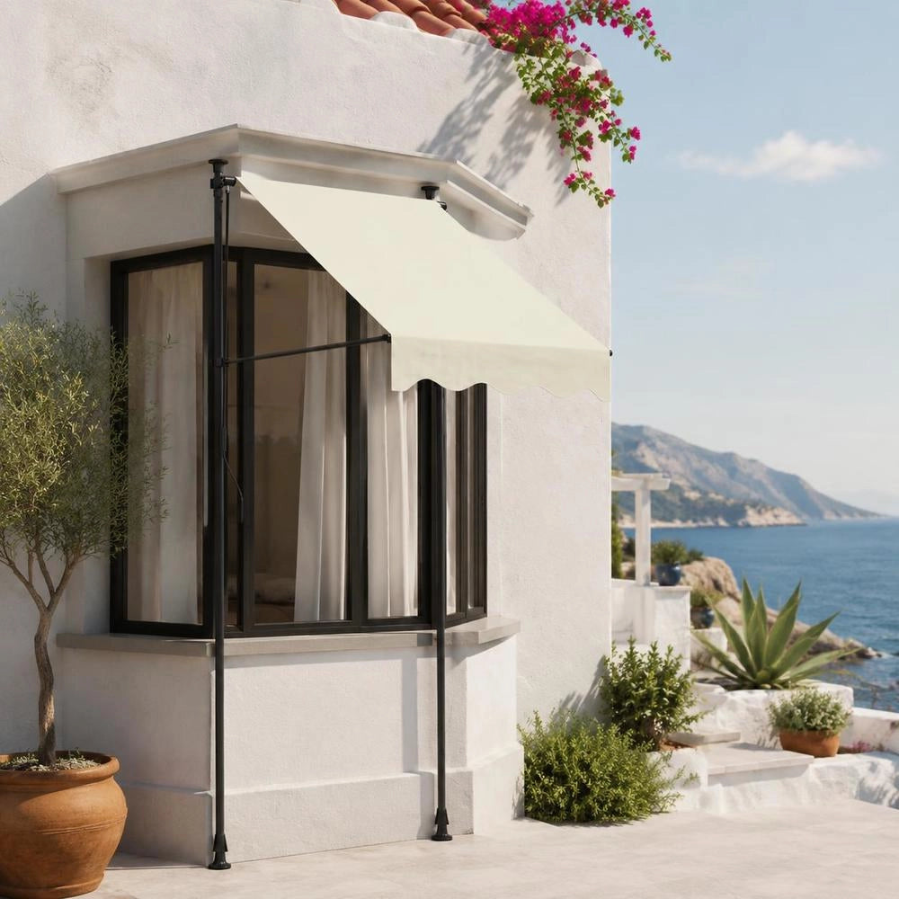 Retractable Awning, Cream, 100x150 Cm, Fabric And Steel