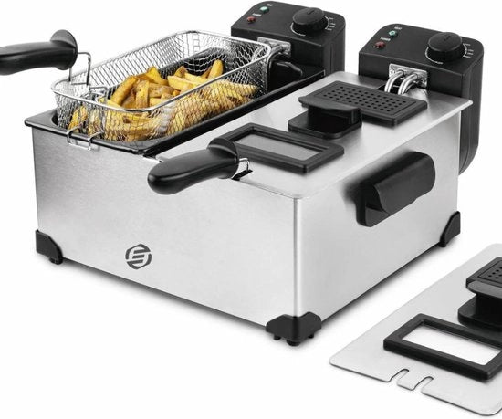 Piastra Frittoresa Doppia - Doppia Piastra Frittoresa - Sfida al Congelamento - Due Parti da Utilizzare Indipendentemente - Grande - Frittiera