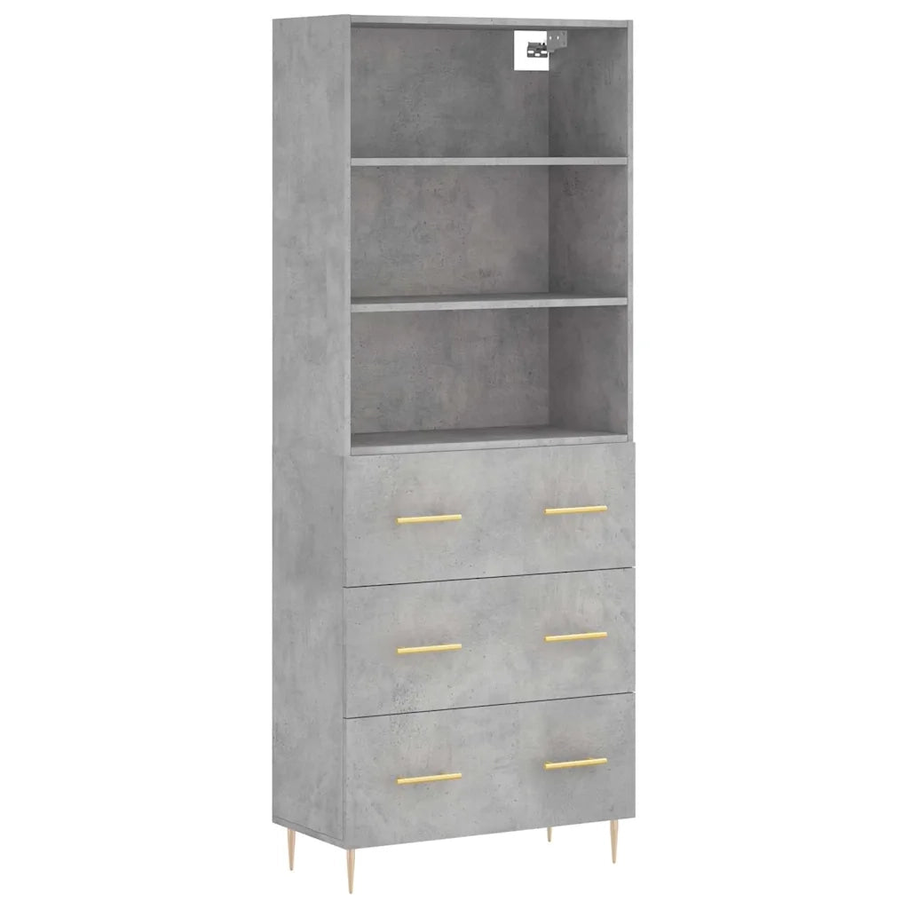 Credenza-Buffet-Armadio da cucina Grigio Cemento 69,5x34x180 cm in Legno Multistrato 848384