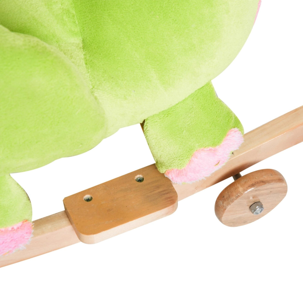 Cavallo a Dondolo per Bambini in Legno e Peluche Drago Verde