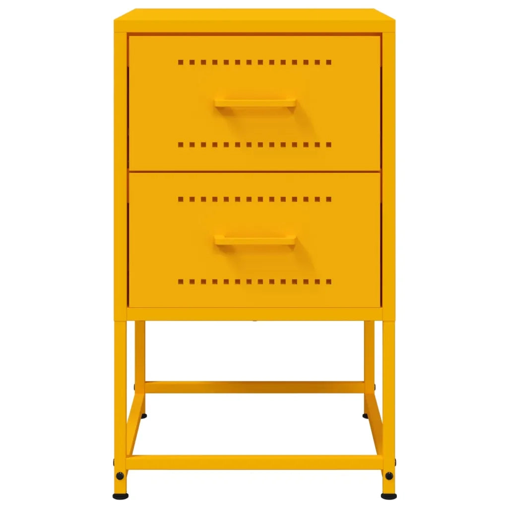 Comodini 2 pz-Set di 2 Tavolino da notte Giallo Senape 36x39x60,5 cm in Acciaio 227880