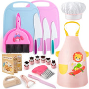 Set di coltelli da cucina per bambini da 18 pezzi - Coltello da impastare sicuro e riutilizzabile per bambini da 3 anni - con protezione parasole