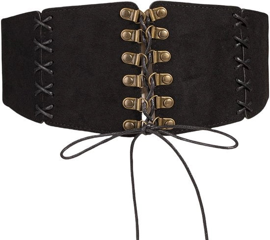 Cintura Elastica in Pelle PU - Flessibile - Cinturone Largo - Cinturone a Rete Vintage - Cinturone a Rete a Steampunk - Nero - Cinturone in Pelle PU Comfortevole
