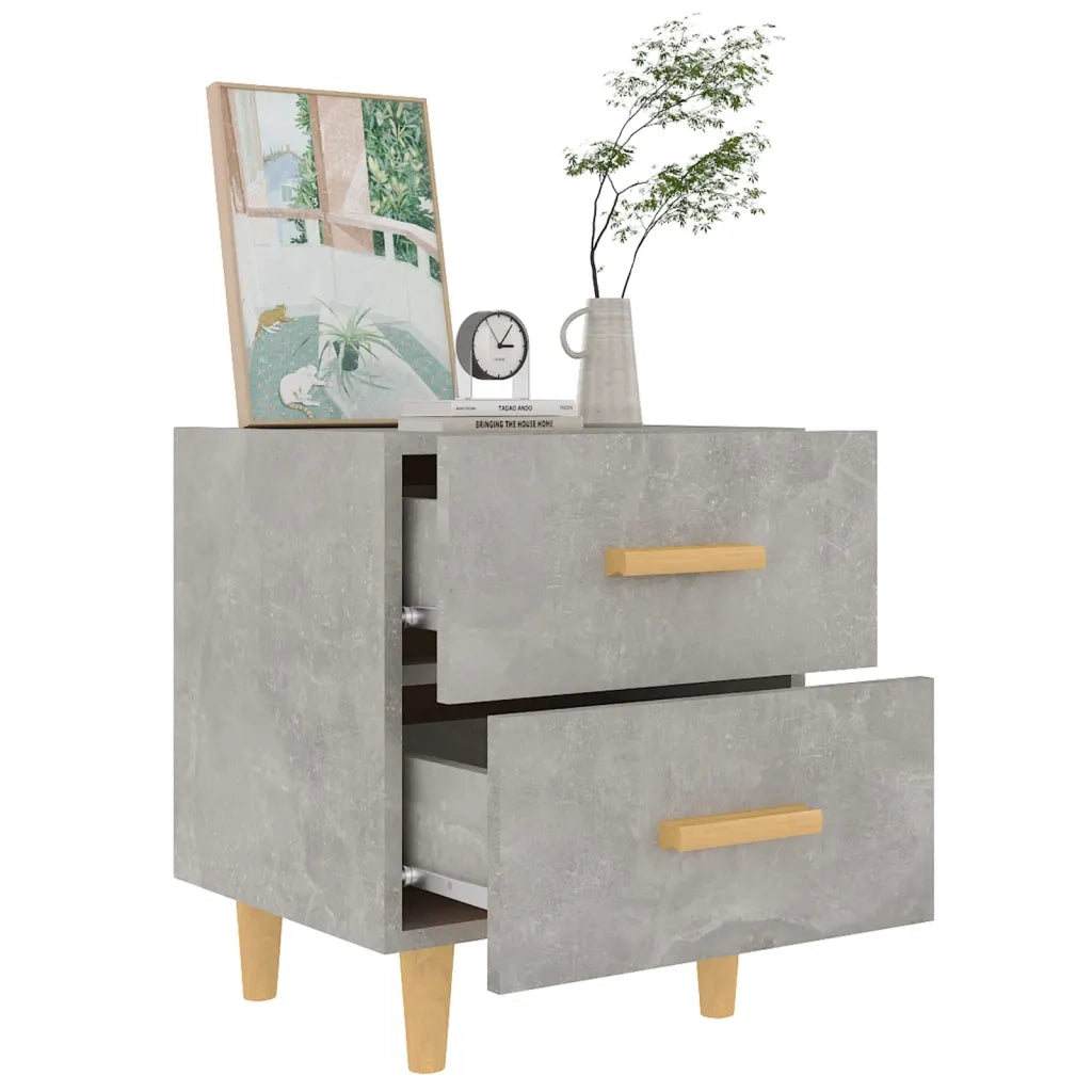 Comodino | Armadio da Notte | Mobiletto da notte Grigio Cemento 40x35x47,5 cm