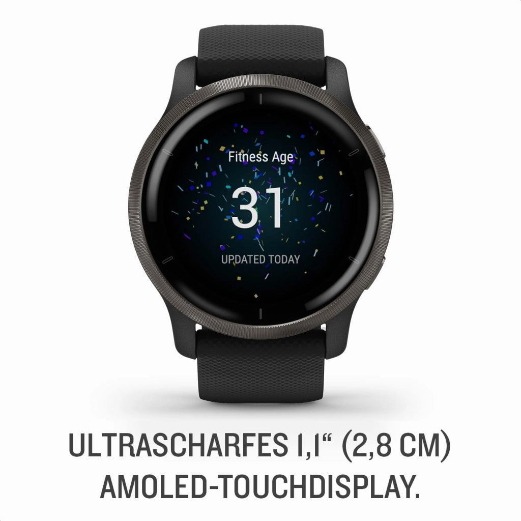 Garmin Venu 2S, Smartwatch AMOLED 1,1", Cassa da 40mm, Autonomia 10 giorni, GarminPay, Musica, +25 Sport, GPS, Cardio, SpO2 (Slate & Graphite)