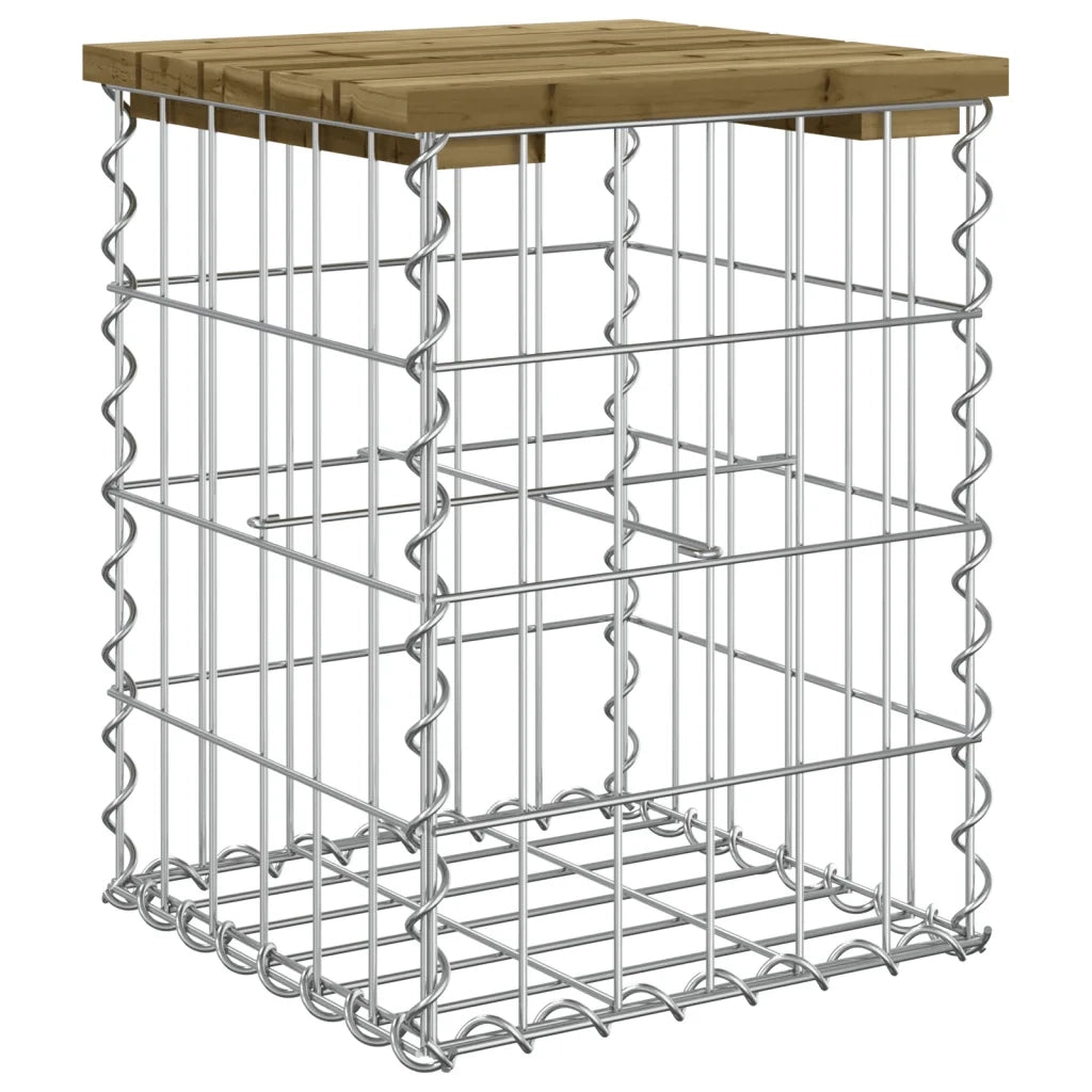 Panca da Giardino Design Gabbione-Sgabello-Panca da esterno 33x31x42 cm Pino Impregnato