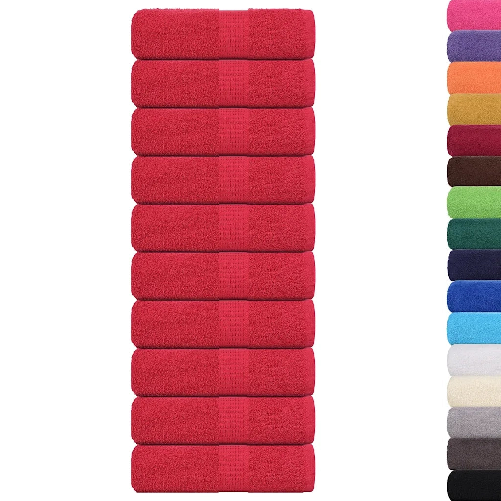 vidaXL Asciugamani Ospiti 10 pz Rossi 30x50 cm 360 g/m² 100% Cotone