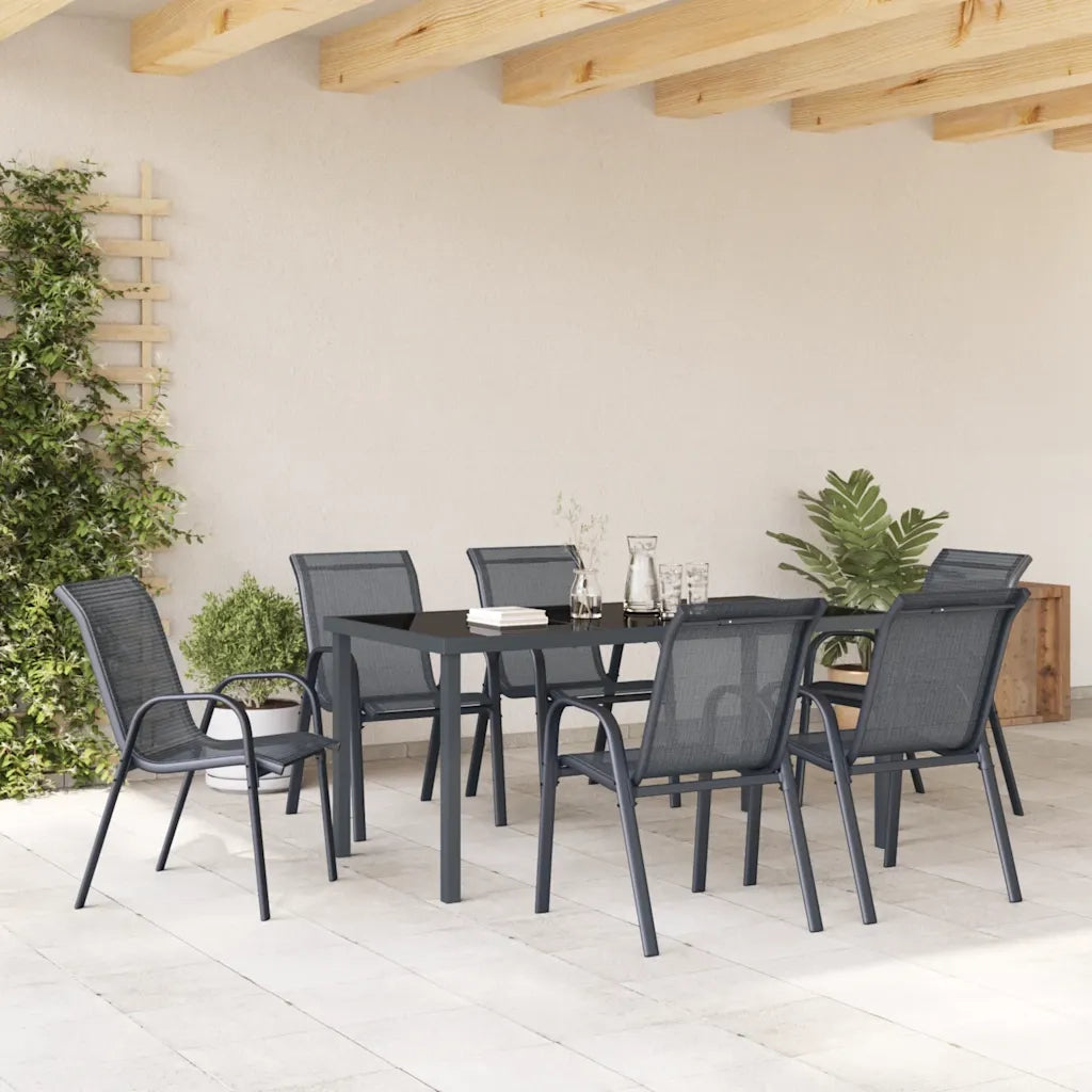 Sedie da Giardino Impilabili 6 pz in Tessuto Textilene Grigio 318784