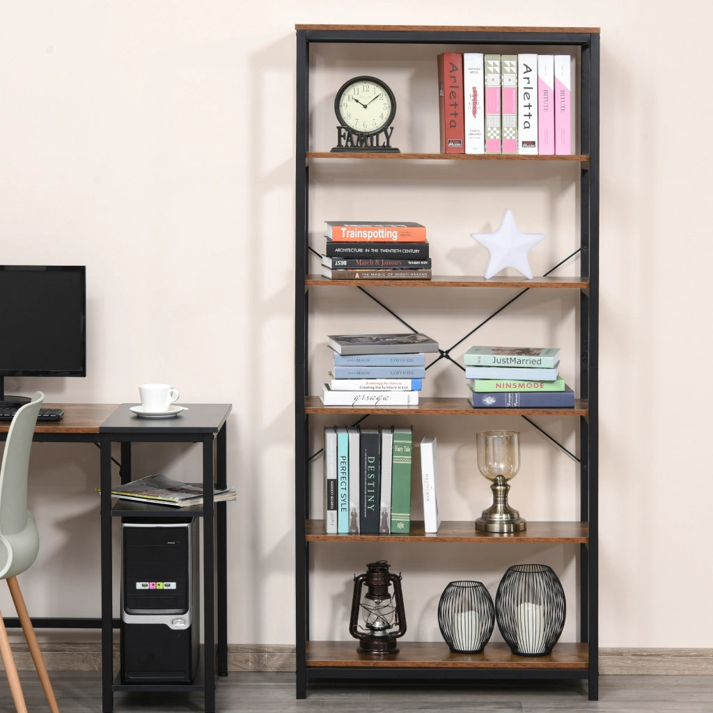 Libreria Industriale Vintage ¨C zephmum ¨C Legno e Metallo Nero 80x30x180cm