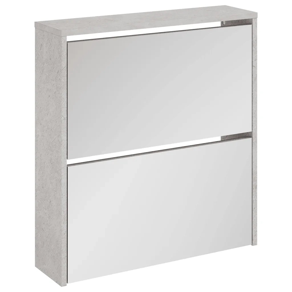 Scarpiera con Specchio a 2 Livelli Grigio cemento 63x17x67 cm 342630
