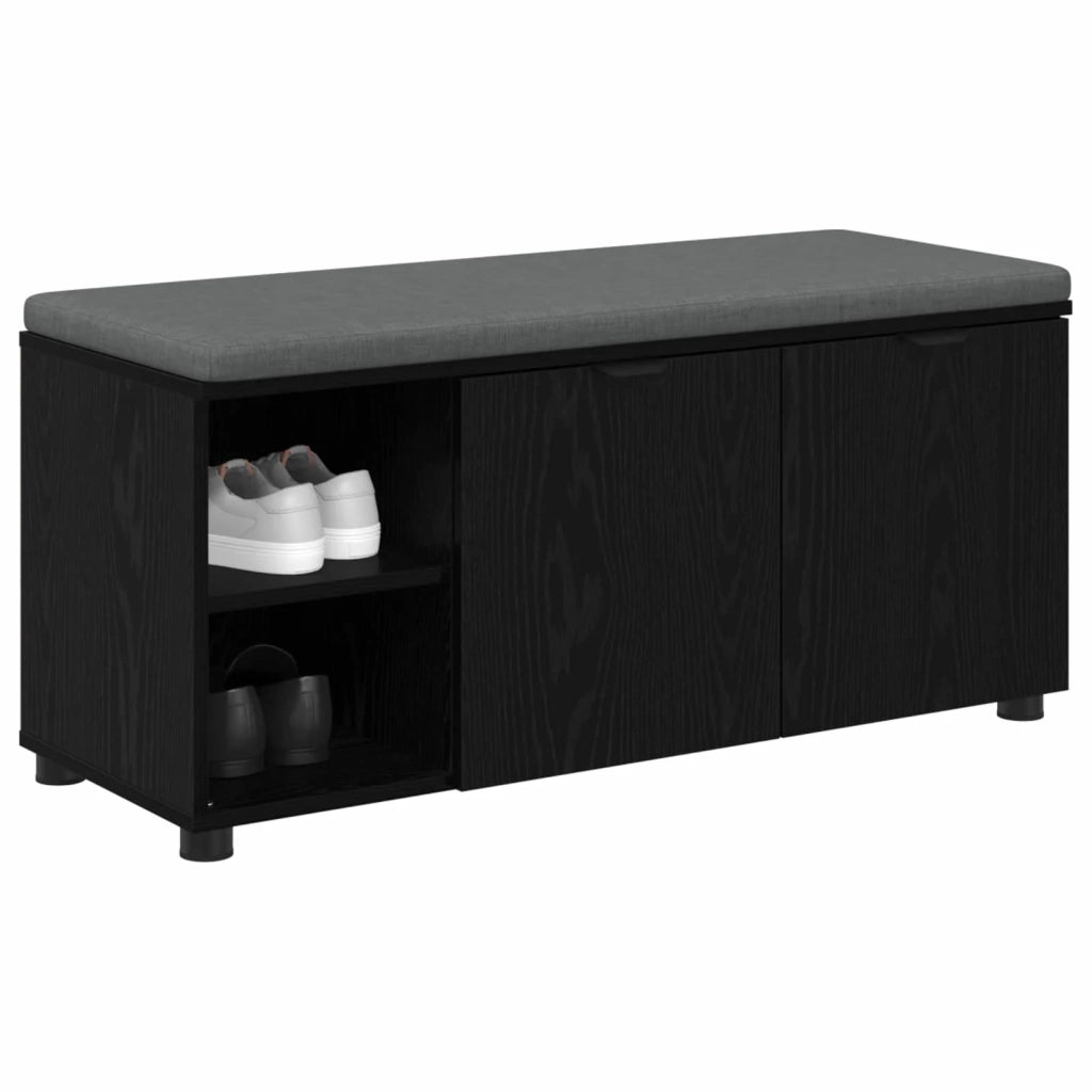 Panca per ingresso con cuscino Rovere Nero 100 x 38 x 46 cm