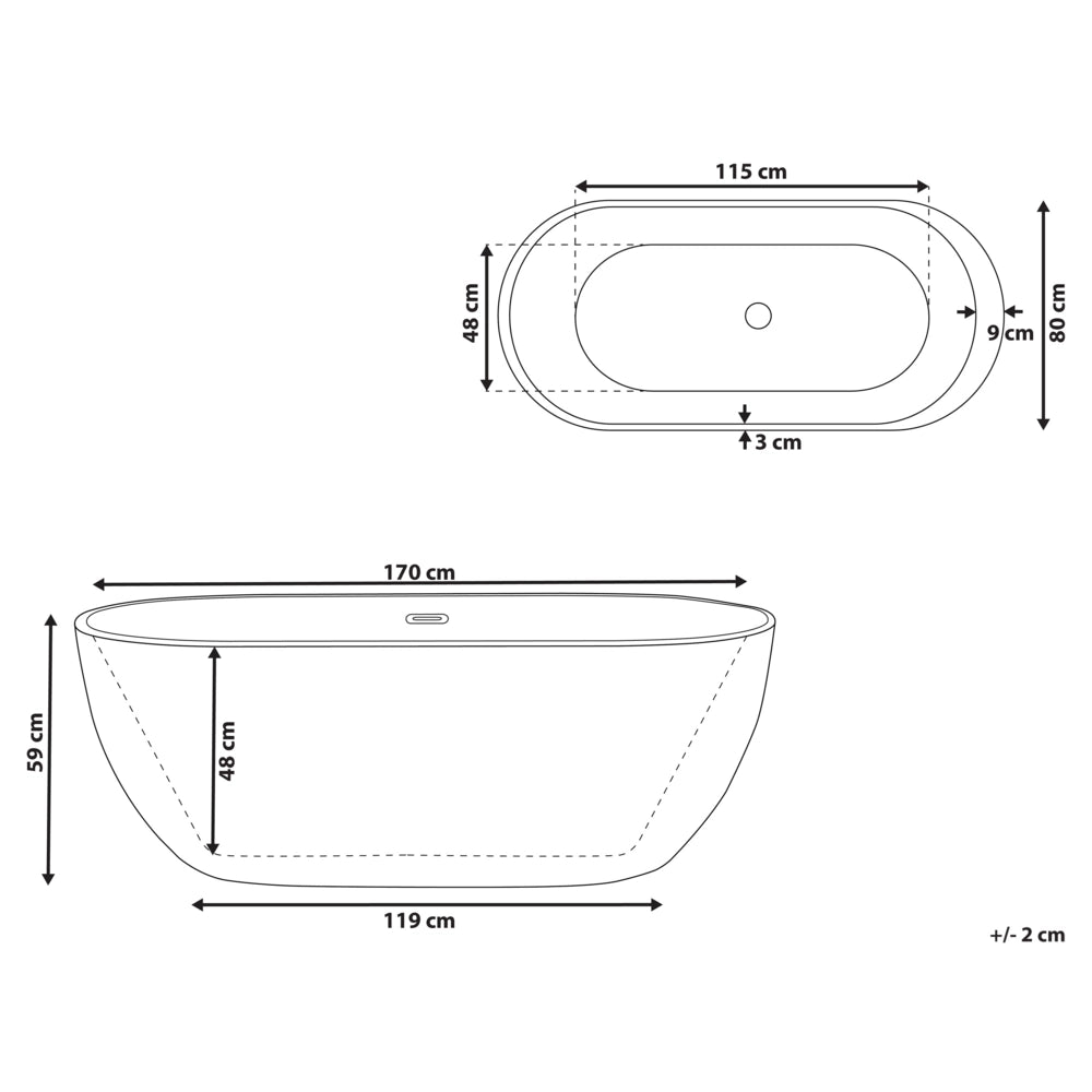 Moderna Vasca da Bagno Freestanding in Acrilico Sanitario 170 cm