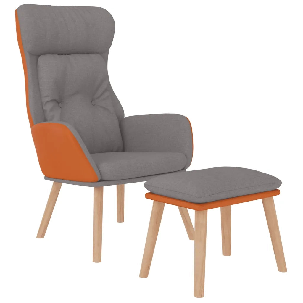 Poltrona Relax e Poggiapiedi Grigio Chiaro Similpelle e Tessuto cod mxl 14580