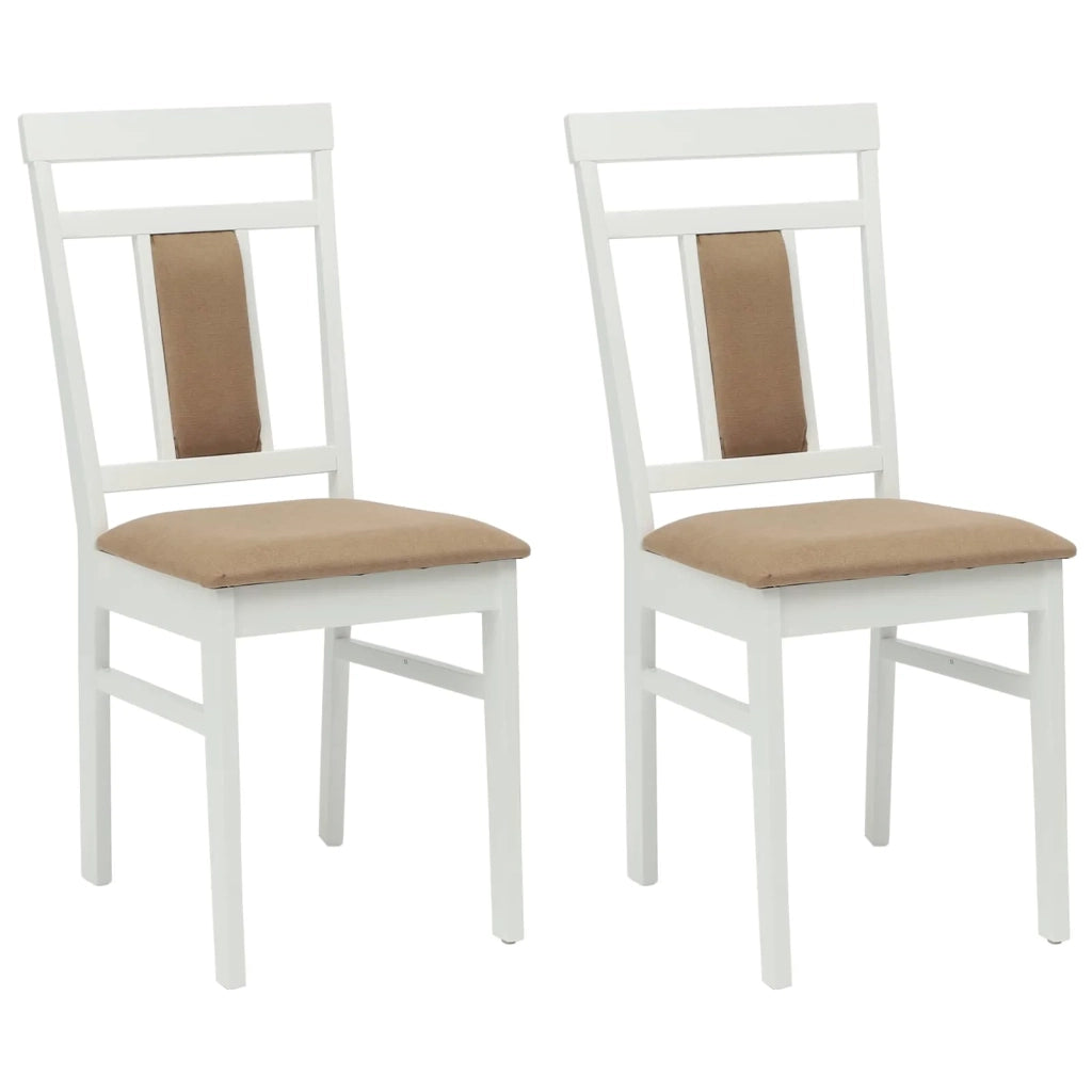 Sedia da pranzo 2 pcs Bianco e marrone Legno di gomma solido