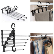 Trade Shop - Gruccia Multiuso Per Pantaloni 5 In 1 Stampelle Organizer Armadio Salvaspazio -