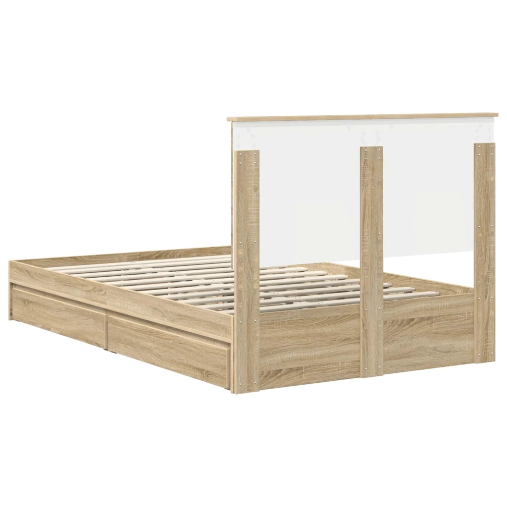 Letto con Contenitore con testiera Rovere Sonoma 120 x 200 cm