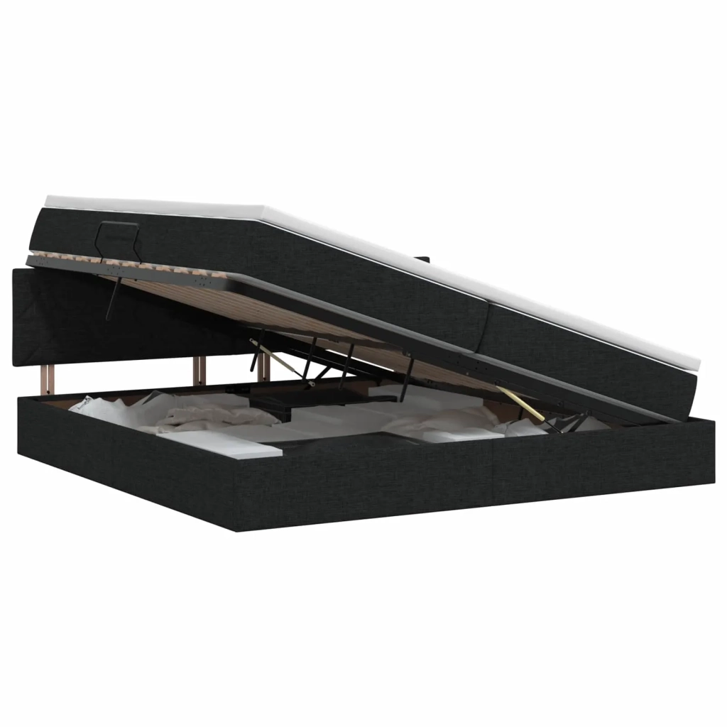 Letto con contenitore e materasso Nero 200 x 200 cm Velluto 3458708