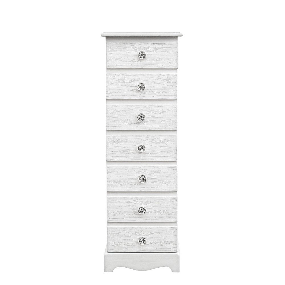 Cassettiera 7 Cassetti Legno Bianco Stile Classico da Interno - BLAINE