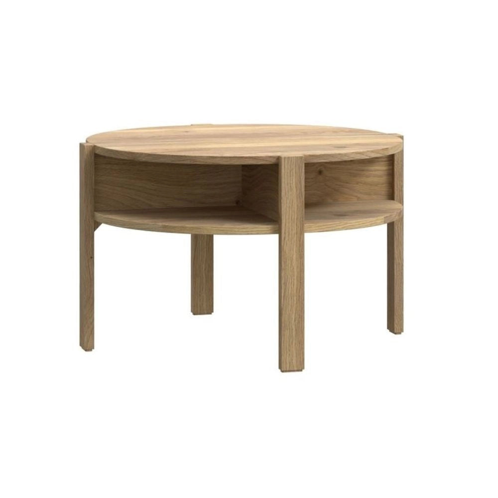 Tavolino da salotto Aura rotondo 74 cm con ripiano inferiore colore rovere medio