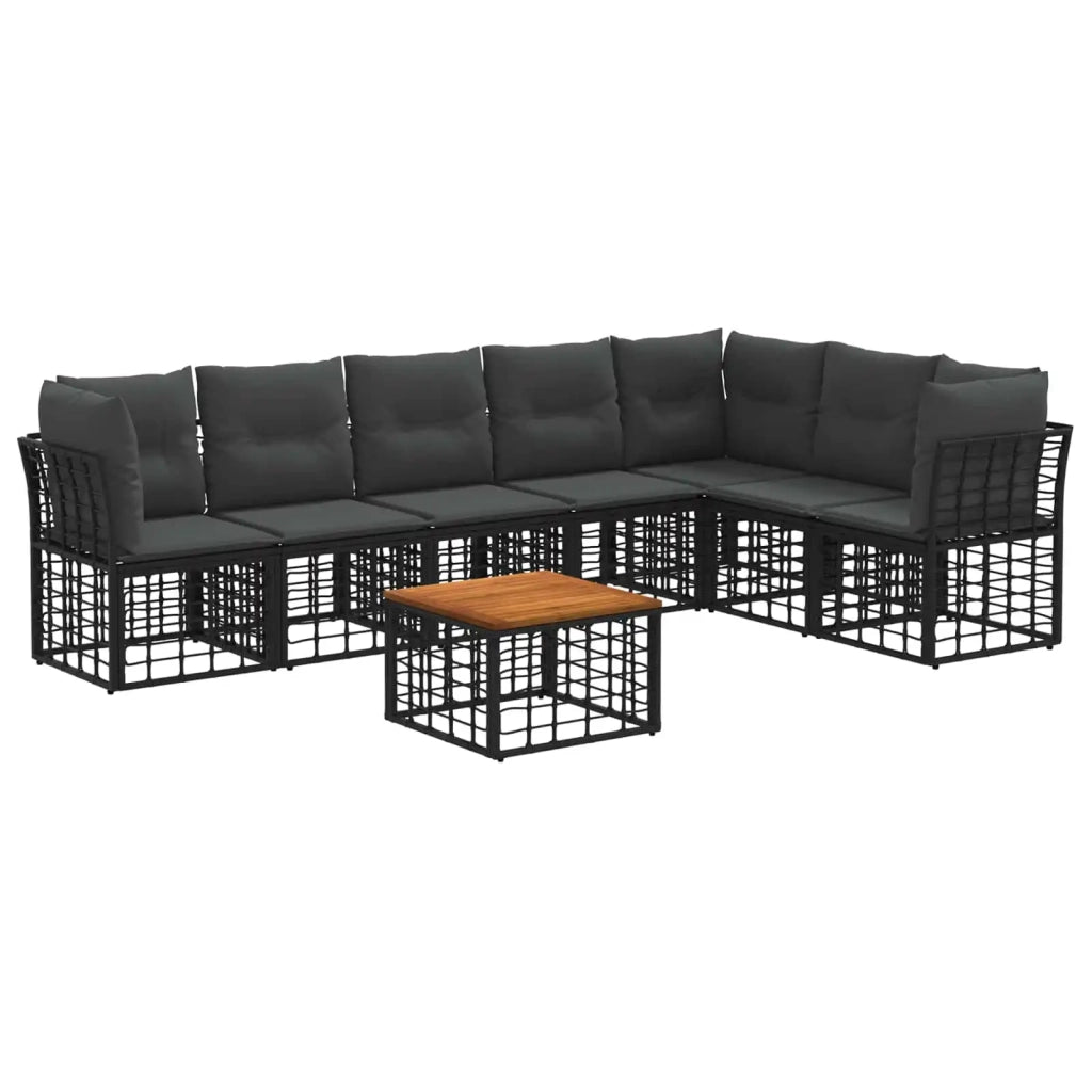 Set di divani da esterno 8 pcs Nero e Grigio scuro Poliestere 3437481