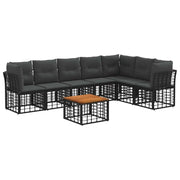 Set di divani da esterno 8 pcs Nero e Grigio scuro Poliestere 3437481