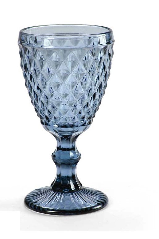 CALICE DIAMANTE REALIZZATO IN VETRO PER ACQUA DA 210 CC COLORE BLU