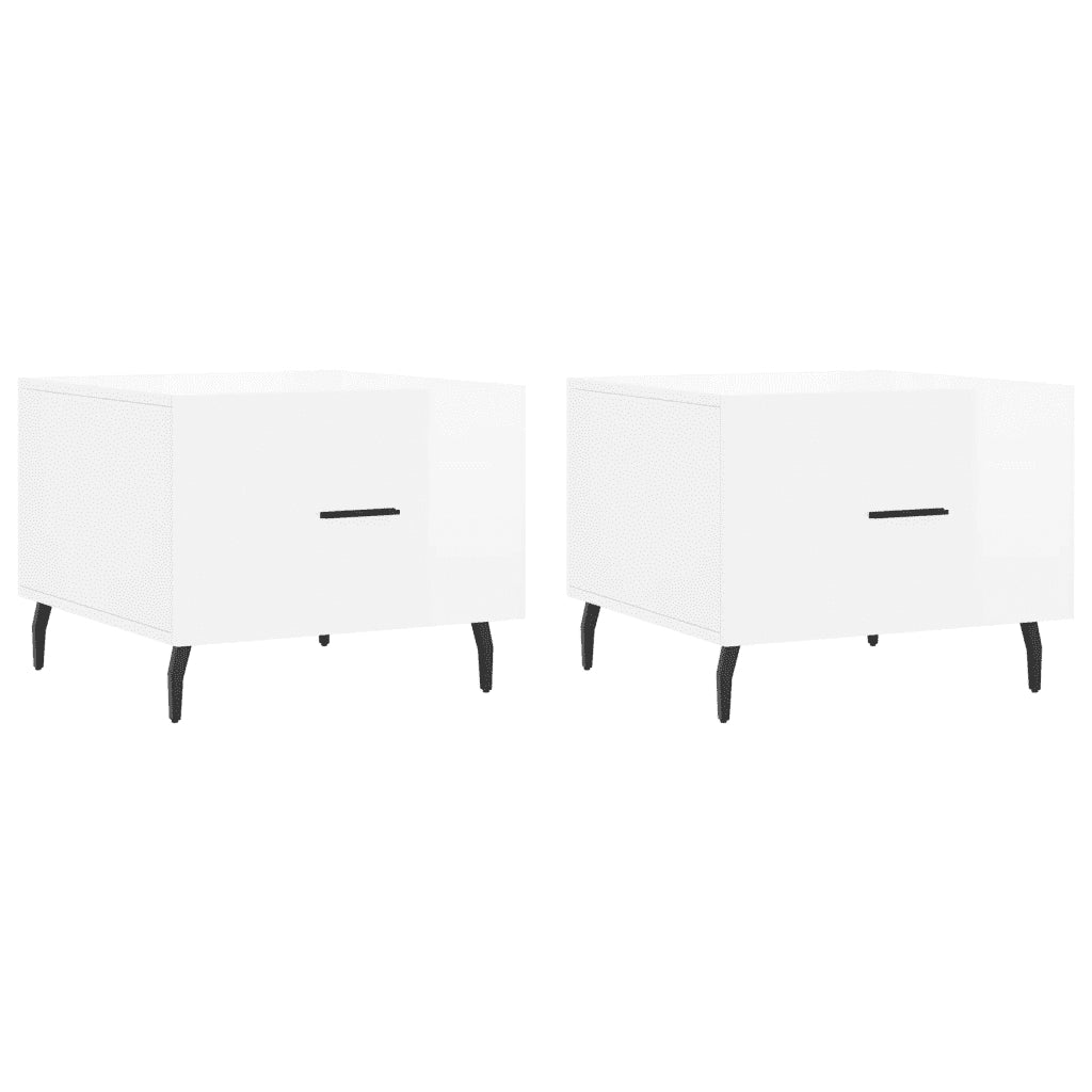 2 pz Tavolini salotto | Tavolino da caff¨¨ | Tavolino da Soggiorno Bianco Lucido 50x50x40cm Legno Multistrato