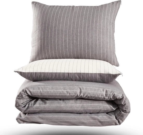Set di coperte - Tessuto lavabile facile da pulire - Coperta soffice e respirante con chiusura a lampo - Set di coperte con cuscini - 155x220 / 80x80 - (grigio e bianco)