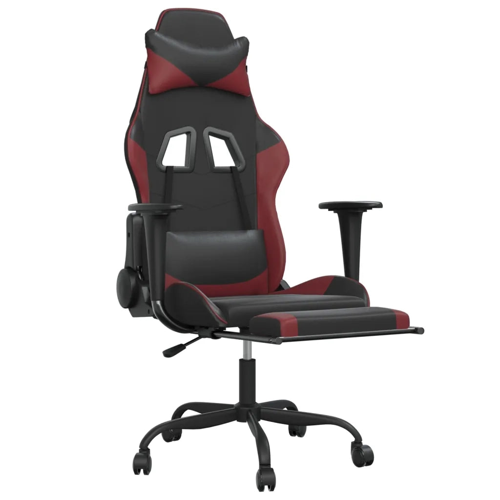 Sedia da Gaming con Poggiapiedi Nero e Rosso Vino in Similpelle cod mxl 62062