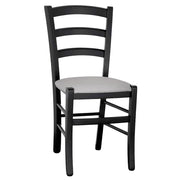 Sedia da sala da pranzo legno nero venezia con sedile imbottito grigio chiaro